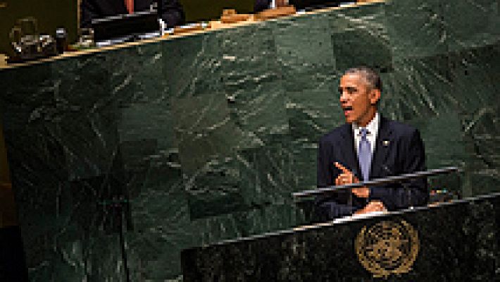 Telediario 1 - Obama llama en la ONU a la unidad en un mundo en "encrucijada entre la guerra y la paz"