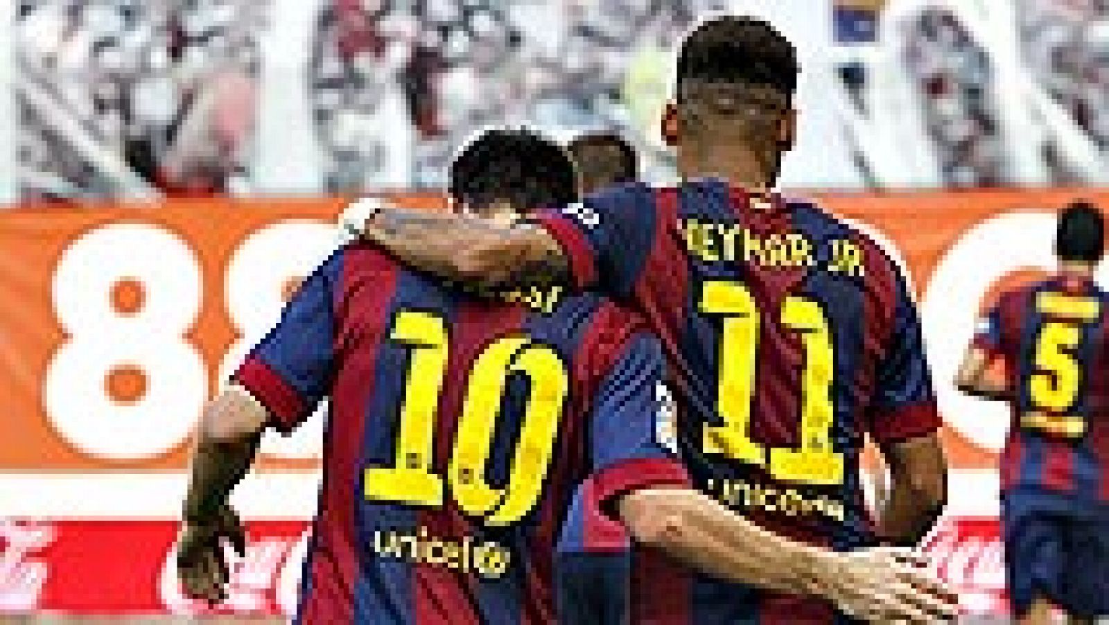 El FC Barcelona logró un cómodo triunfo en Vallecas ante el Rayo  Vallecano (0-2), en un partido perteneciente a la séptima jornada de  la Liga BBVA, en el que a los hombres de Luis Enrique les bastó con  dos minutos de entonación de Messi y Neymar p