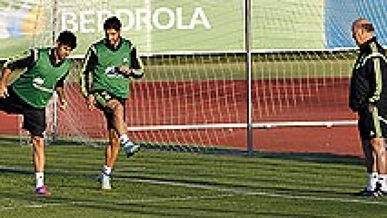 El seleccionador nacional de fútbol, Vicente del Bosque, realizó las primeras pruebas para el partido del jueves ante Eslovaquia, en una sesión vespertina de entrenamiento en la que juntó a todos los internacionales y probó con un ataque formado por 