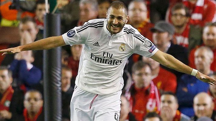 Benzema se salió ante el Liverpool