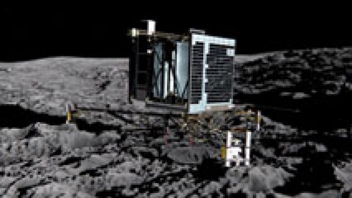 Telediario 1 - La sonda Rosetta sobre la superficie de un cometa