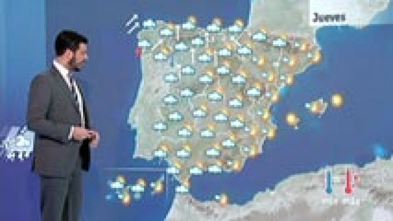 Lluvias en la mitad oeste peninsular y temperaturas suaves en las costas