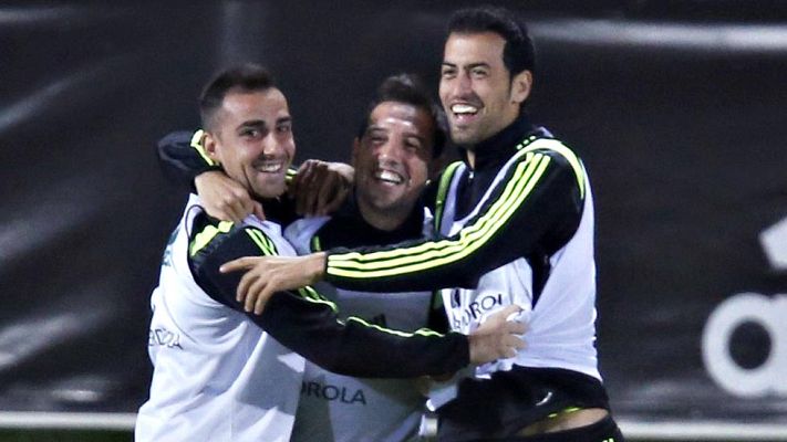 Telediario 1 - Pedro, Morata y Callejón se disputan un puesto junto a Alcácer