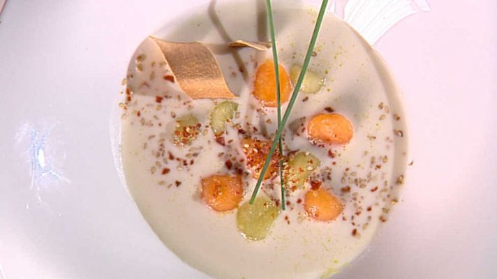 Cocina con Sergio - Crema de jamón con salteado de melón