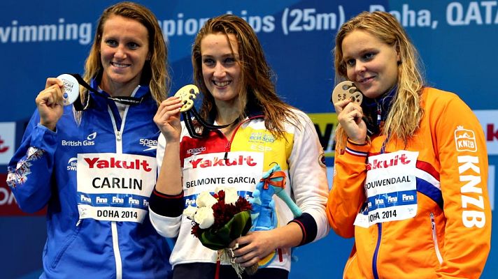 Telediario 1 - Mireia Belmonte muestra su felicidad tras golgarse el cuarto oro en Doha