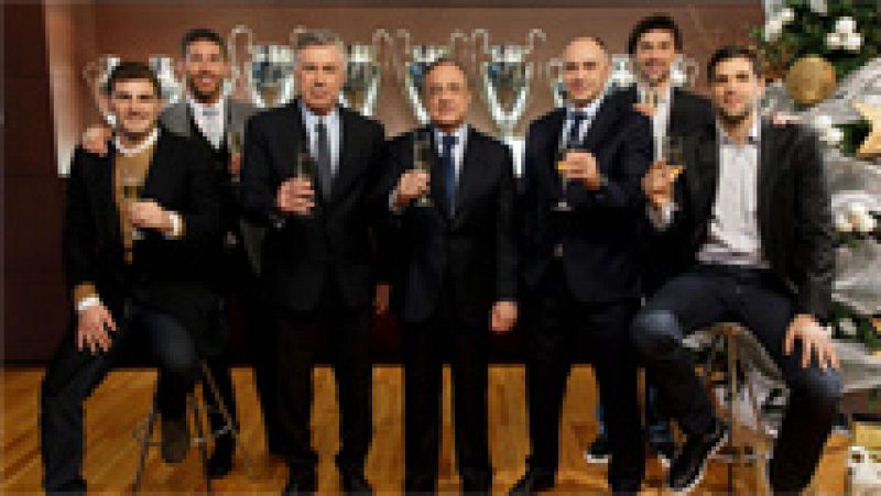 El presidente del Real Madrid, Florentino Pérez; además de Ancelotti, Laso, Casillas, Ramos, Reyes y Llull desearon una feliz Navidad para toda la familia blanca.