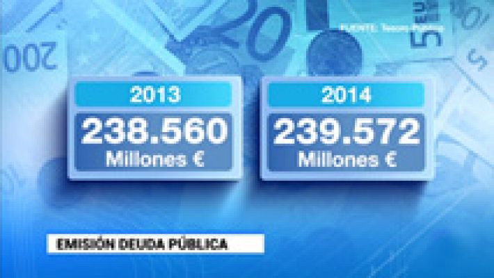 El Tesoro Público emite más deuda pública en 2014 aunque a menor interés