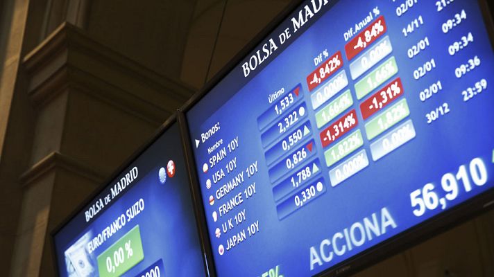 Telediario 1 - Baja la prima de riesgo de España