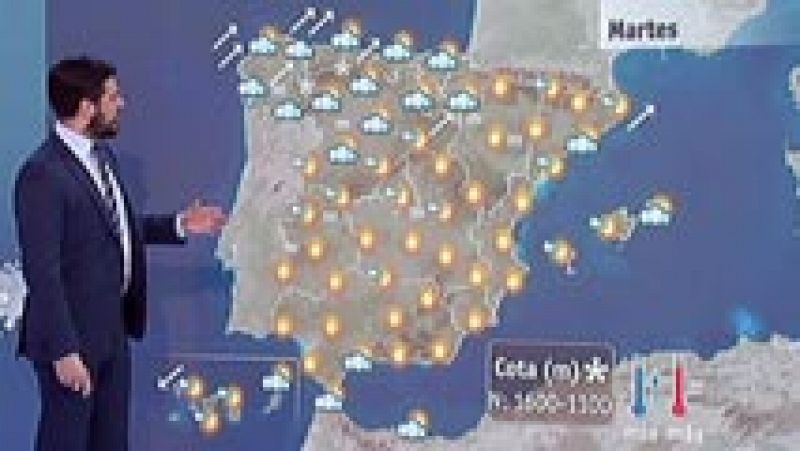 Un frente deja lluvias en el noroeste y nubes en el Mediterráneo