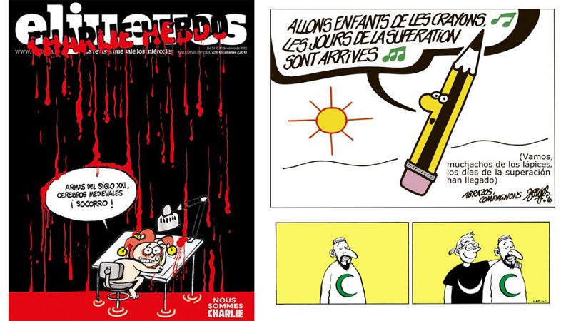 Homenaje en la prensa española a 'Charlie Hebdo' en su vuelta a los quioscos