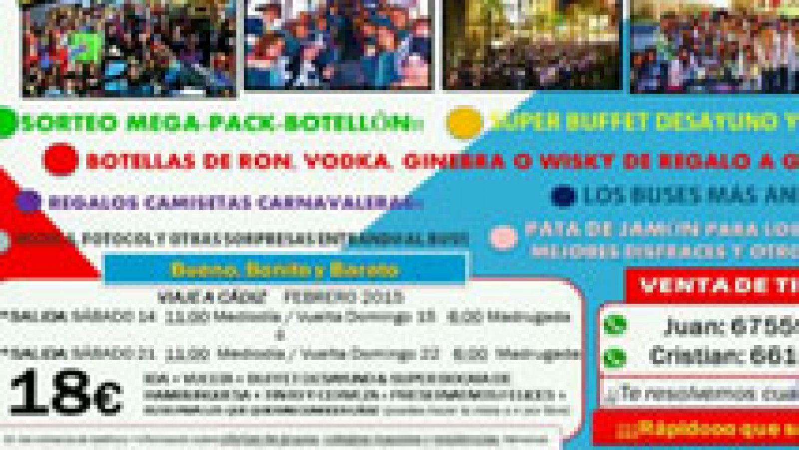 Una empresa ofrece excursiones a los carnavales en Cádiz con alcohol incluido