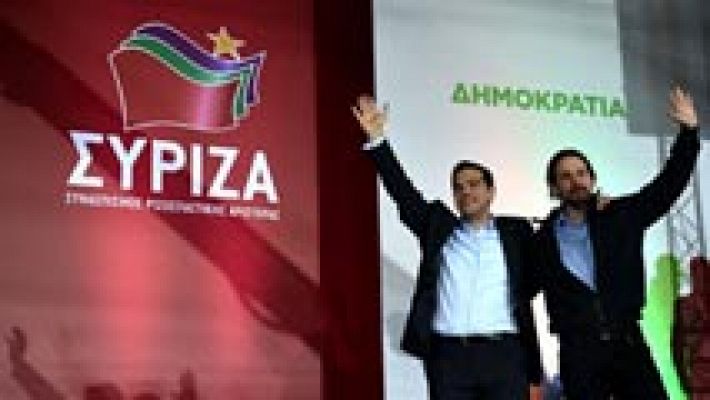 Mitin en Grecia de Tsipras y Pablo Iglesias 