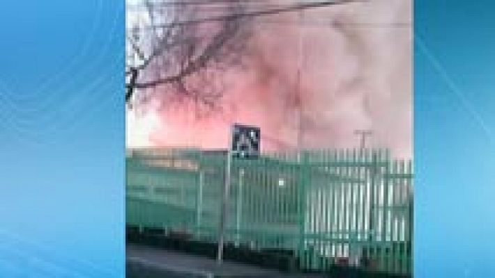 Telediario 1 - Momento de la explosión de un hospital en México