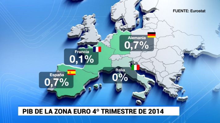 Telediario 1 - La zona euro creció un 0,3% en el cuarto trimestre de 2014