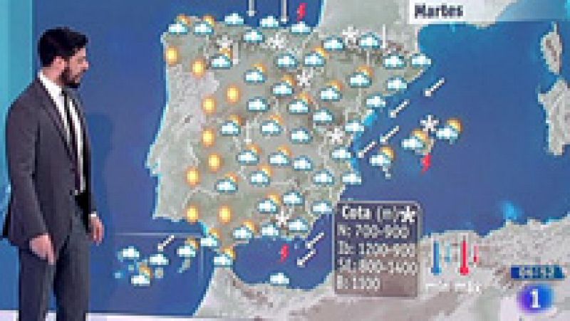 Previsión de viento y lluvias fuertes con descenso de las temperaturas para este martes