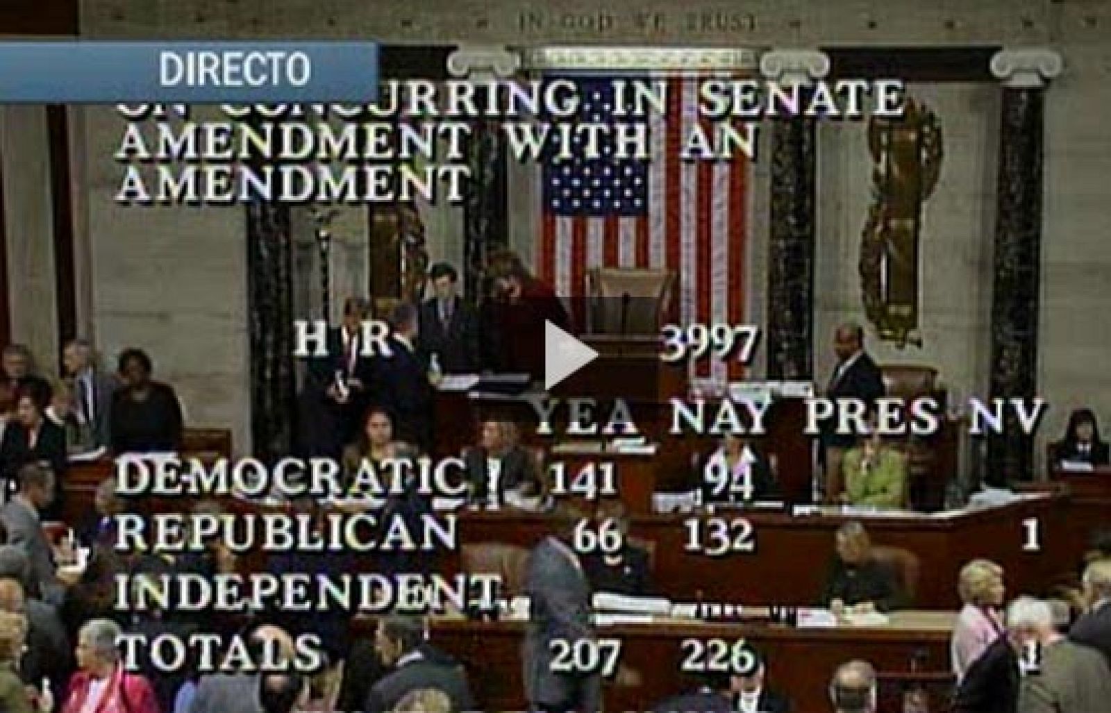 La Cámara de Representantes rechaza en primera votación el plan de rescate financiero | Ver