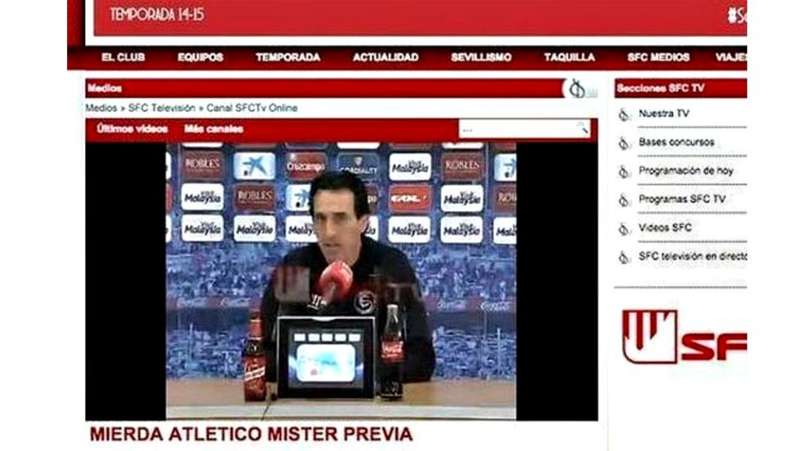 El Sevilla ha pedido disculpas por el error que originó que el Atlético fuera expulsado en el portal del club hispalense (se tituló el video de la rueda de prensa de Emery con 'Mierda Atlético míster previa"). El Numancia y su guardameta Biel Ribas e