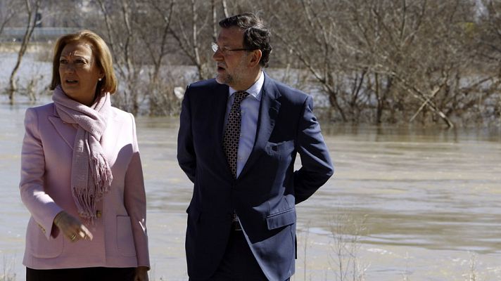 Telediario 1 - Rajoy visita las zonas afectadas por la crecida del Ebro