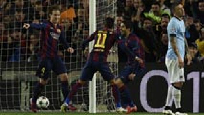 Rakitic culmina una gran jugada de Messi (1-0)