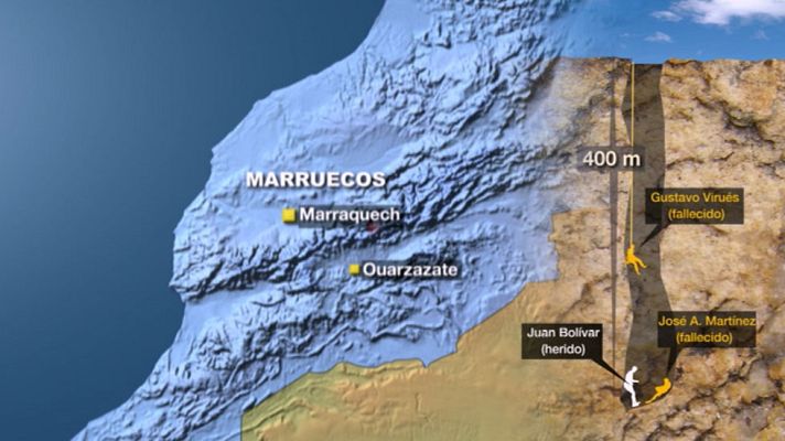 Telediario 1 - Rescate de los cuerpos de los dos montañeros españoles fallecidos en Marruecos