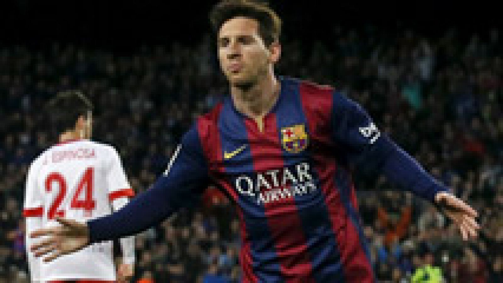 El Barcelona ha sumado tres puntos más en su lucha por la Liga con una goleada al Almería, al que han derrotado 4-0 con tantos de Messi, Bartra y doblete de Suárez.