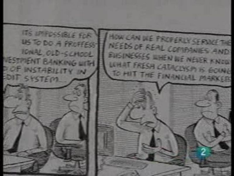 Dos caricaturistas británicos retratan la crisis en sus tiras cómicas.