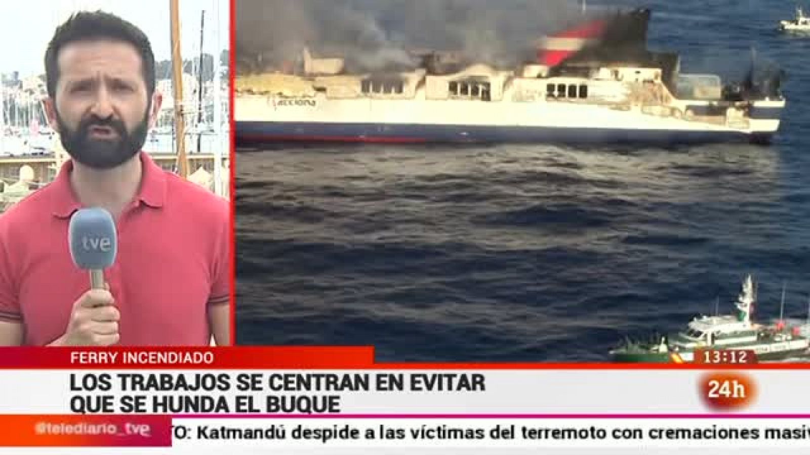 El incendio del ferry en aguas de Mallorca está controlado y de momento no hay vertidos