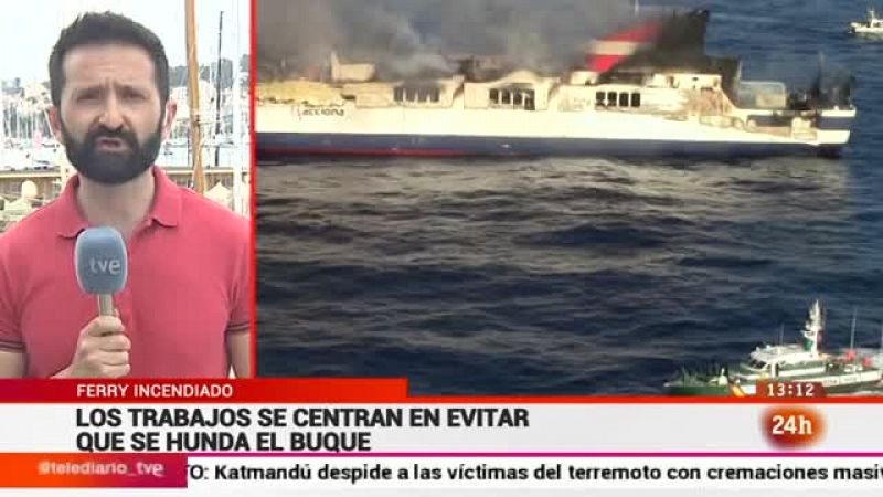 El incendio del ferry en aguas de Mallorca está controlado y de momento no hay vertidos 