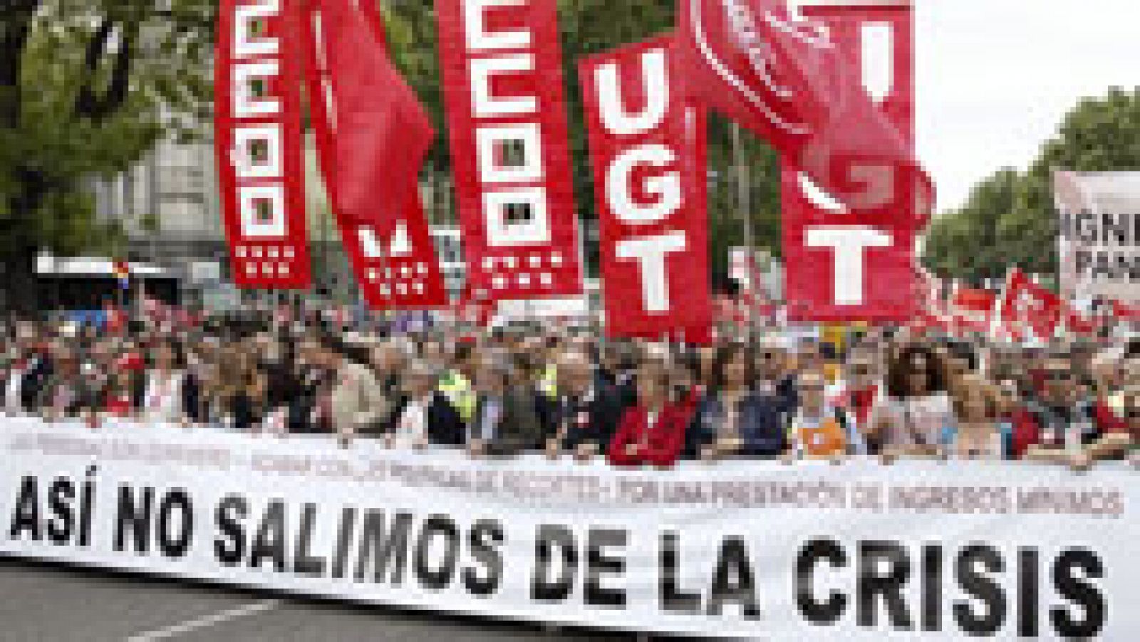 Telediario 1: Miles de manifestantes protestan contra los recortes del Gobierno en el Primero de Mayo | RTVE Play