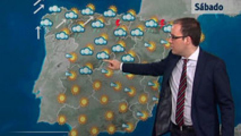 Lluvias en Galicia y cielo nuboso en Castilla y León, Cantábrico, Sistema Ibérico y Pirineo occidental 