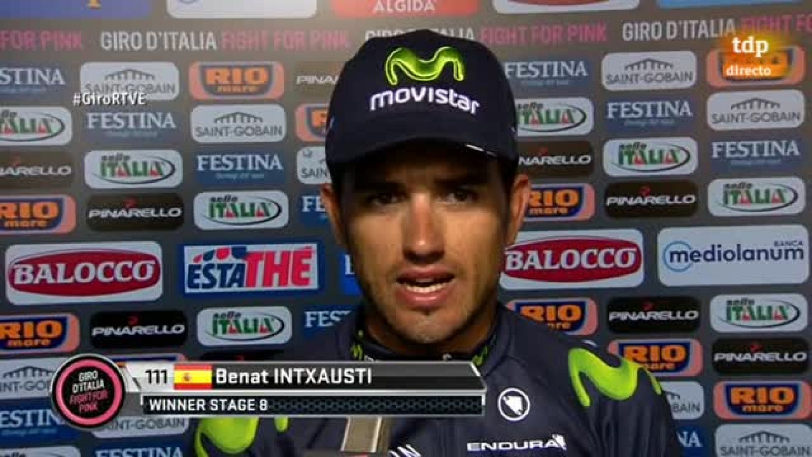 El ciclista español Beñat Intxausti (Movistar) se ha adjudicado la  victoria este sábado en la octava etapa del Giro de Italia,  transcurrida entre las localidades de Fiuggi y Campitello sobre un  recorrido de 186 kilómetros, en una etapa con mucho s