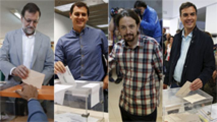 Telediario 1 - Los líderes politicos votan y llaman a la participación