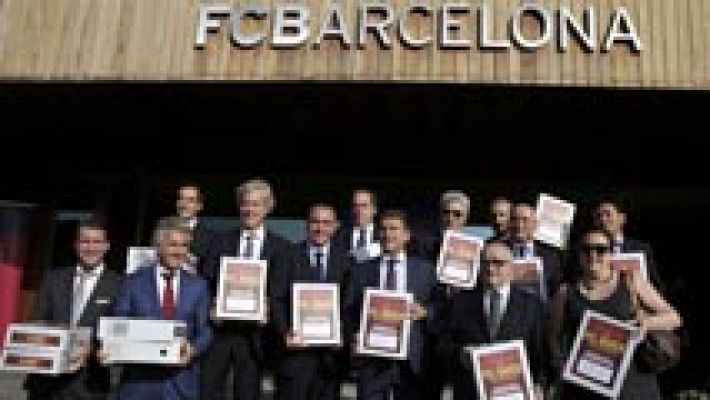 Telediario 1 - Cinco aspirantes pelearán por la presidencia del Barça el 18 de julio