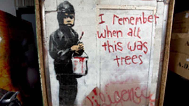 Un grafiti de Banksy podría superar el medio millón de euros en una subasta