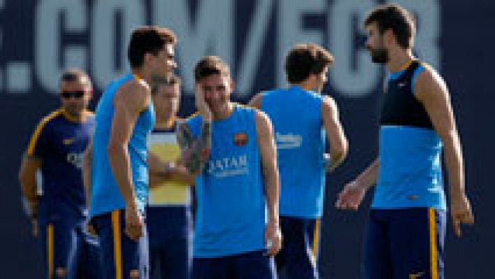 Telediario 1 - Último ensayo del Barça contra el Roma antes de la Supercopa de Europa
