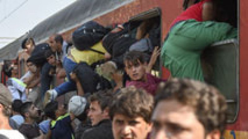 Miles de refugiados esperan un tren hacia Europa en la frontera entre Grecia y Macedonia 