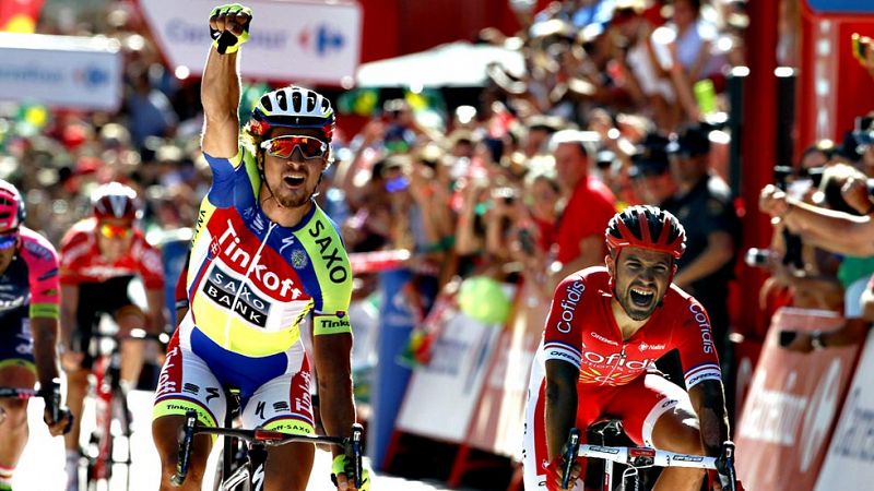 El ciclista Peter Sagan (Tinkoff-Saxo) se ha impuesto este lunes  en la tercera etapa de la Vuelta a España, transcurrida entre Mijas y  Málaga sobre 158,4 kilómetros, al imponerse al sprint a los otros dos  grandes aspirantes al triunfo, Nacer Bouha