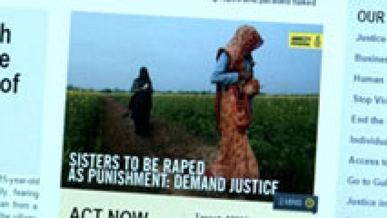 Telediario 1: Movilización contra la sentencia de un consejo tribal en India que condena a dos hermanas a ser violadas | RTVE Play