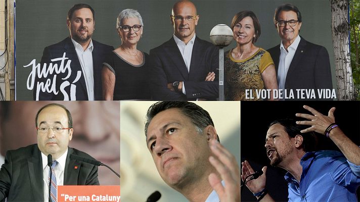 Telediario 1 - Elecciones catalanas: Unos candidatos piden independencia, otros hacerle frente con firmeza y otros hablar de temas diferentes