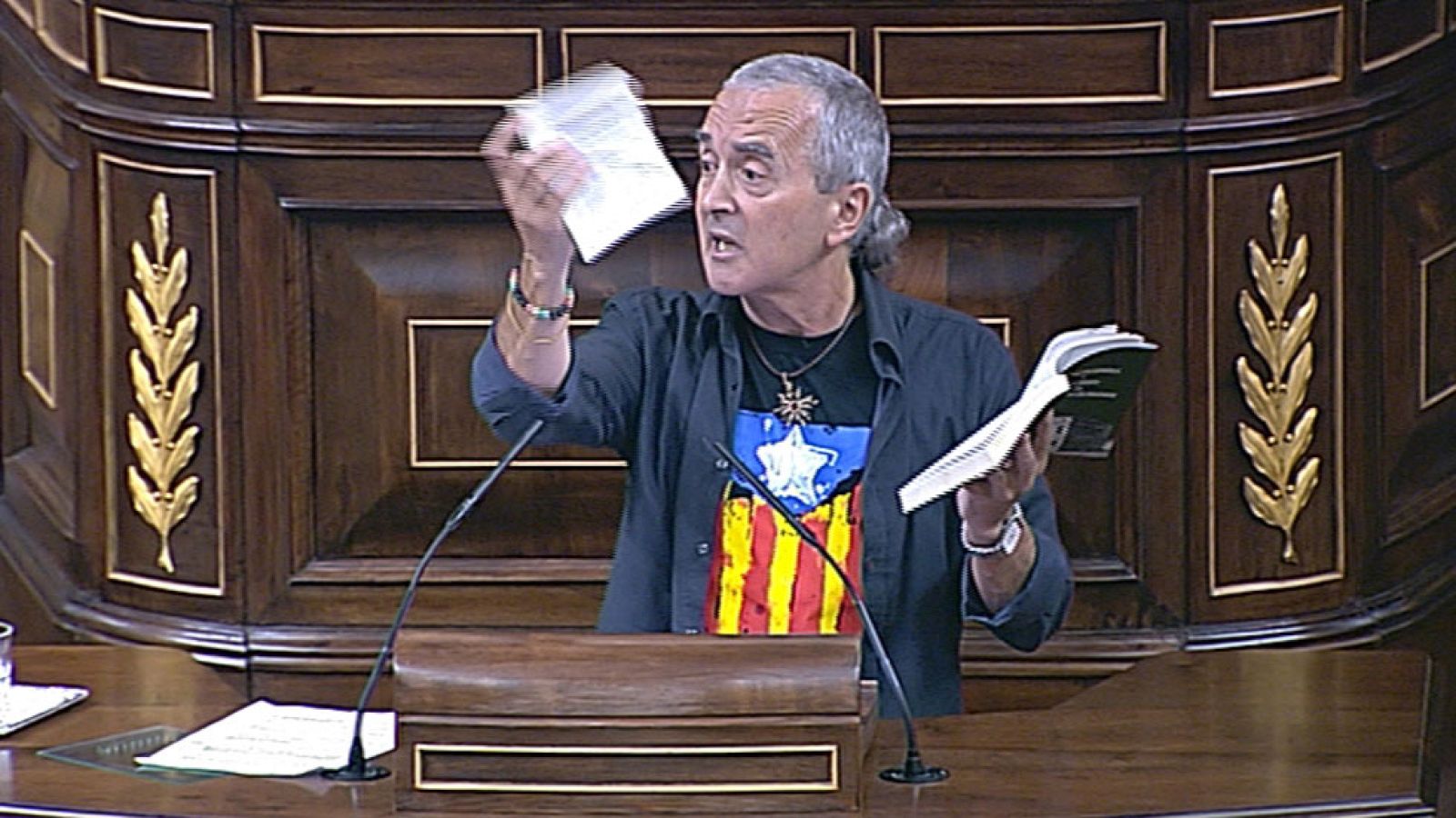 Sabino Cuadra, de Amaiur, rompe hojas de la Constitución en la tribuna del Congreso | Ver