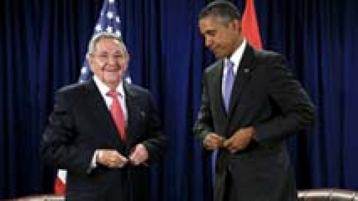 Telediario 1 - Castro se reúne con Obama y le pide que use su poder ejecutivo para suavizar el embargo económico