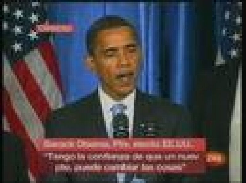 Primera comparecencia de Barack Obama ante la prensa como presidente electo en la que ha anunciado que tomará las medidas necesarias para afrontar la crisis (07/11/08).
