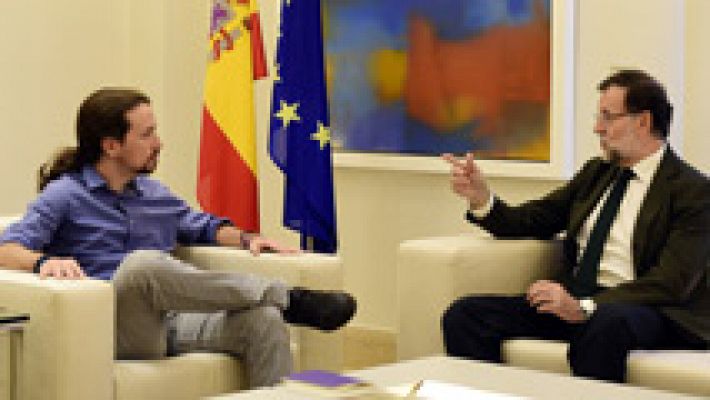 Telediario 1 - Rajoy se reúne con Rivera e Iglesias en la Moncloa para abordar la deriva soberanista