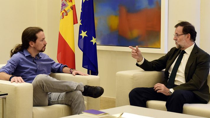 Telediario 1 - Rajoy se reúne con Rivera e Iglesias en la Moncloa para abordar la deriva soberanista