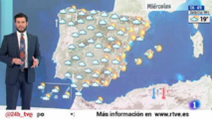 El tiempo - Nubes y lluvias débiles en la mitad occidental de la península