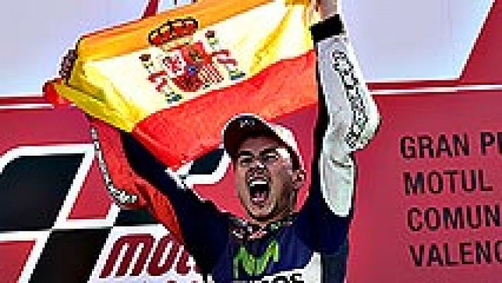 Telediario 1 - Jorge Lorenzo campeón mundial de MotoGP al ganar en Valencia