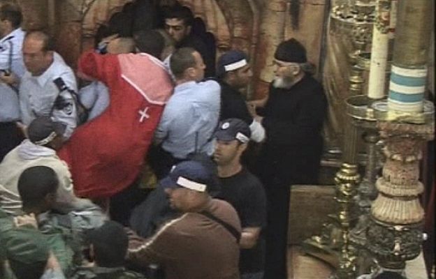 Ortodoxos a tortas en Jerusalén