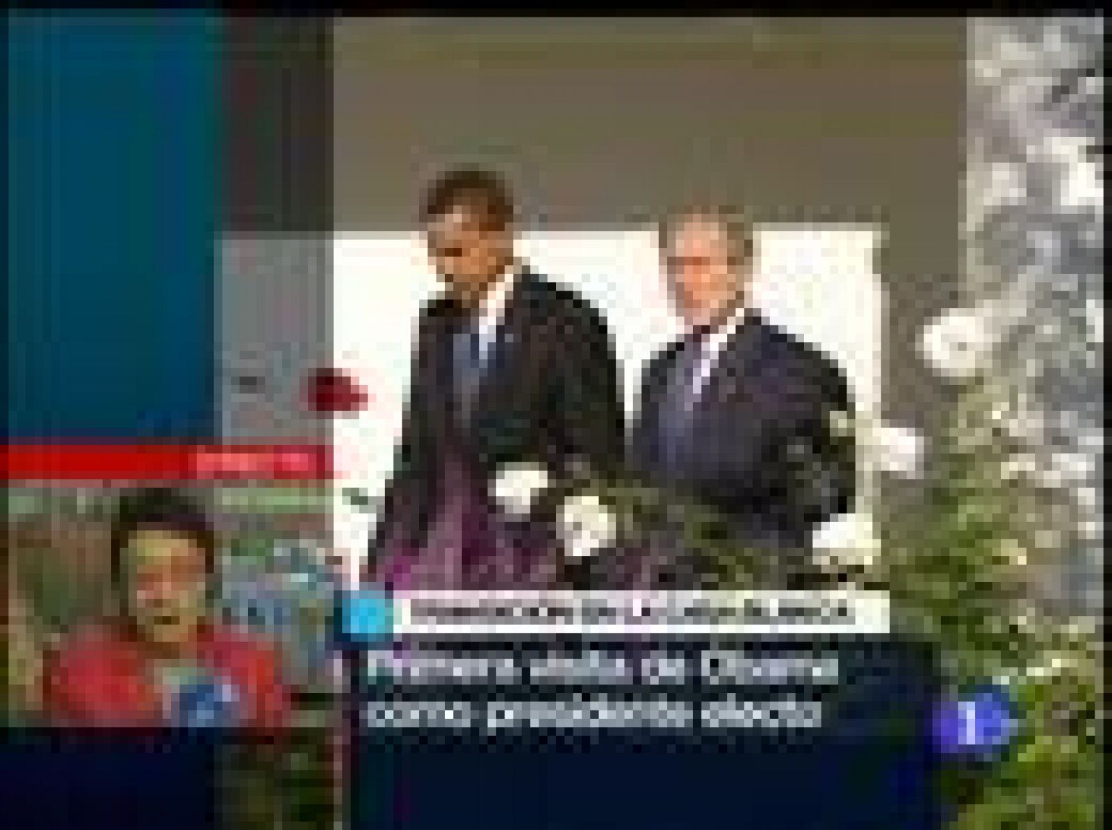 El presidente electo, Barack Obama, ha pisado la Casa Blanca junto a su mujer Michelle y se reúne con Bush en el despacho oval.   