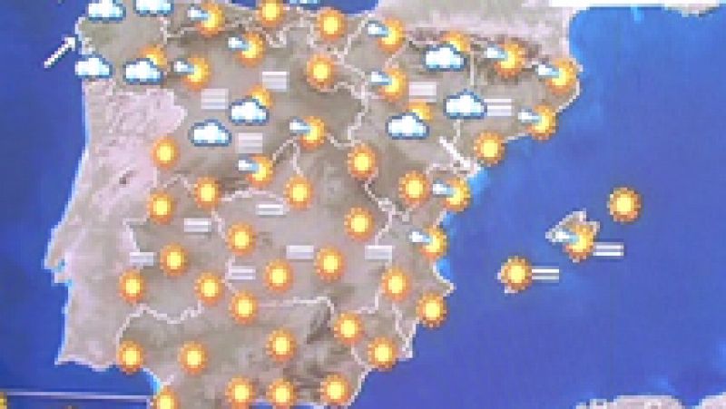 Temperaturas en aumento en la mitad norte y cielos poco nubosos