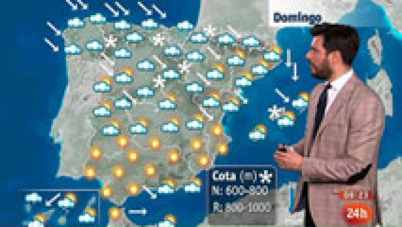 Lluvias y nieve en cotas bajas de noreste y centro peninsular